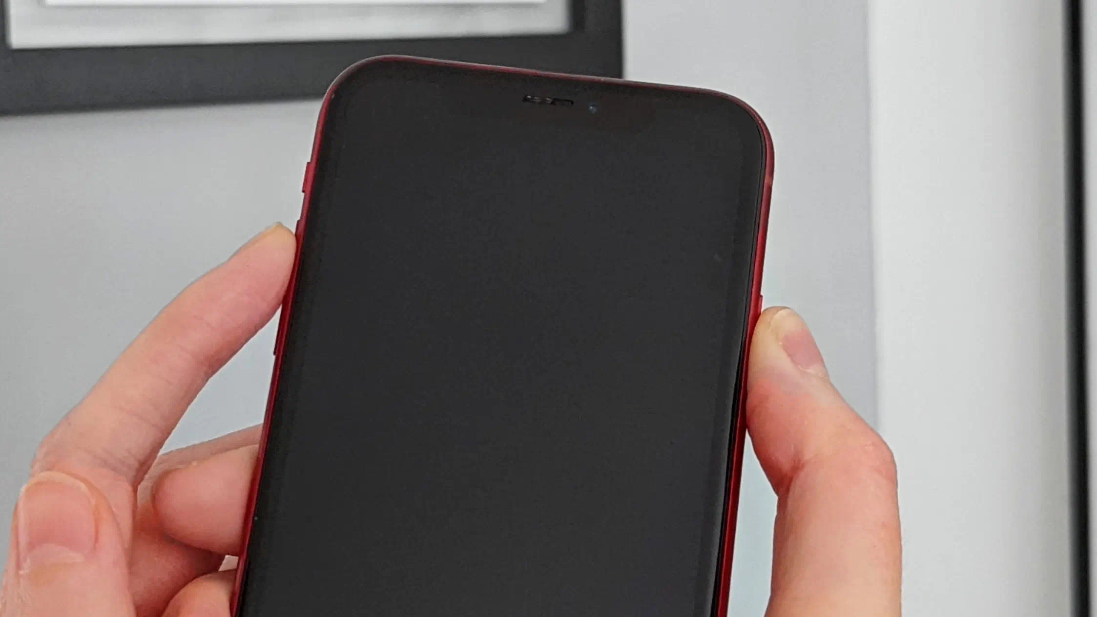 If your iPhone has Face ID, like the iPhone XR above, there's a different button combination for screenshots.