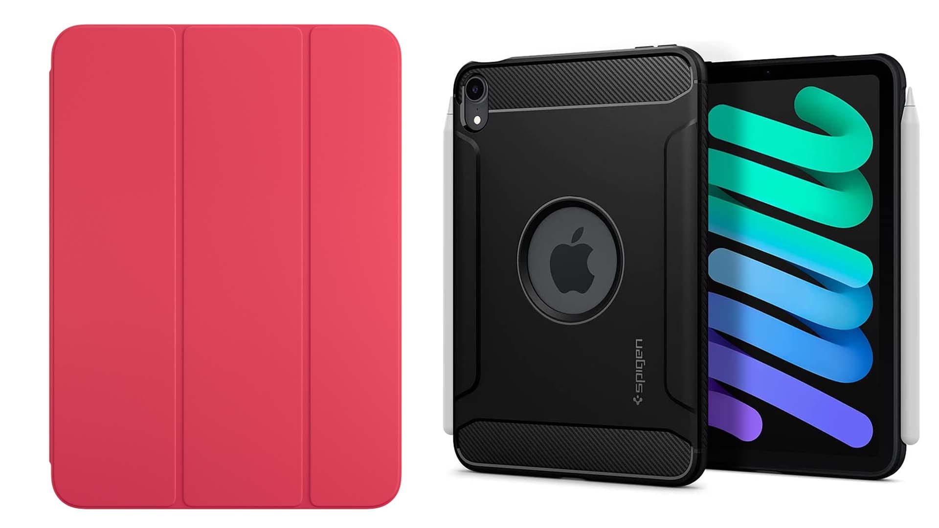 An iPad in a red Smart Folio