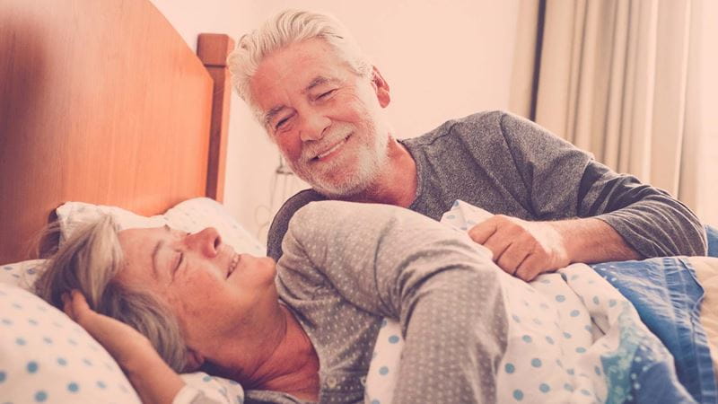 Couple waking up