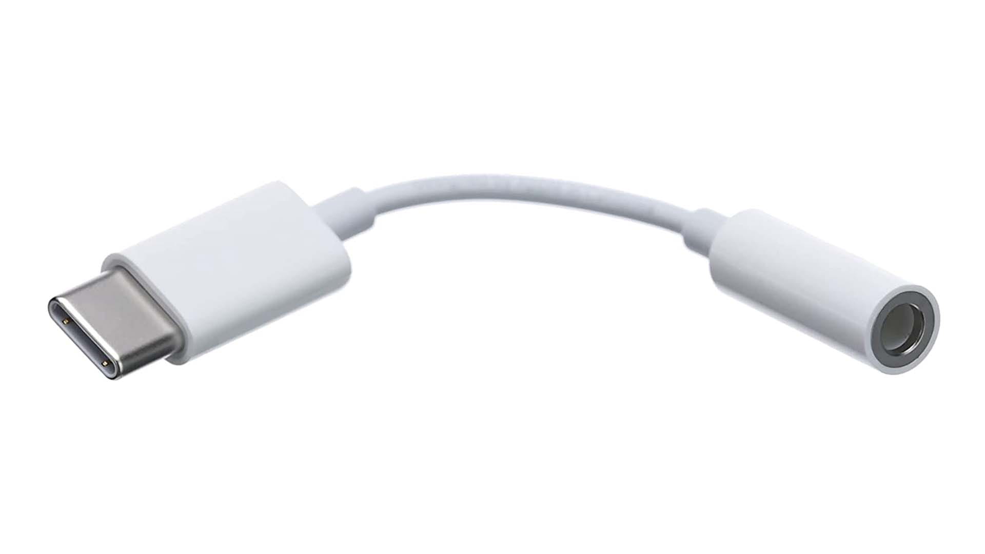 An Apple headphone adapter