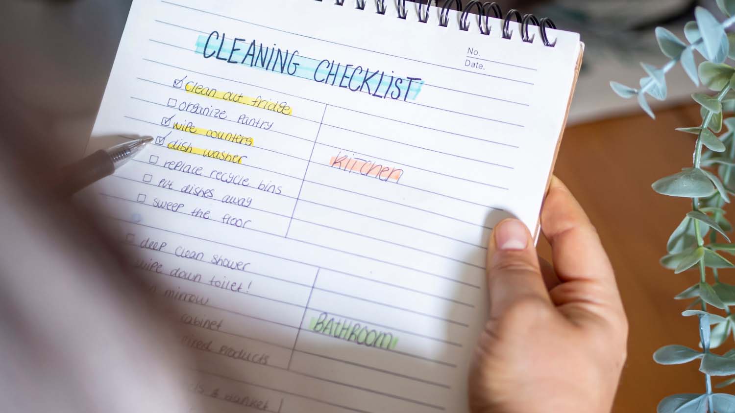 Write a cleaning checklist to make sure everything gets done