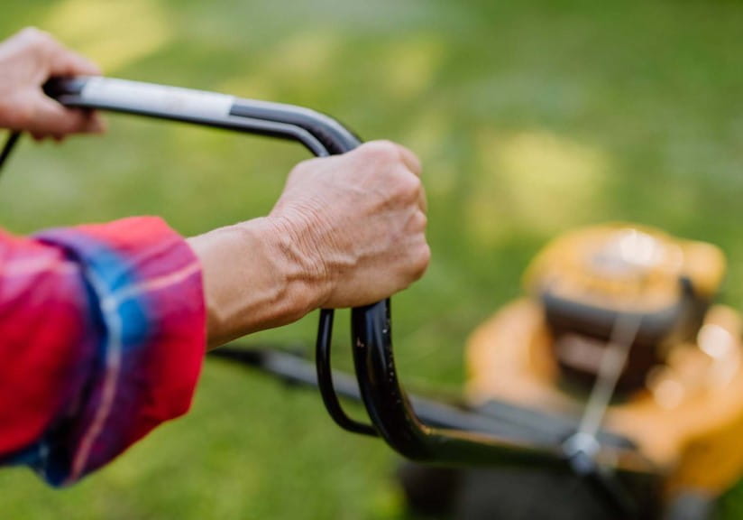 Mowing the lawn is a great way to work up a sweat