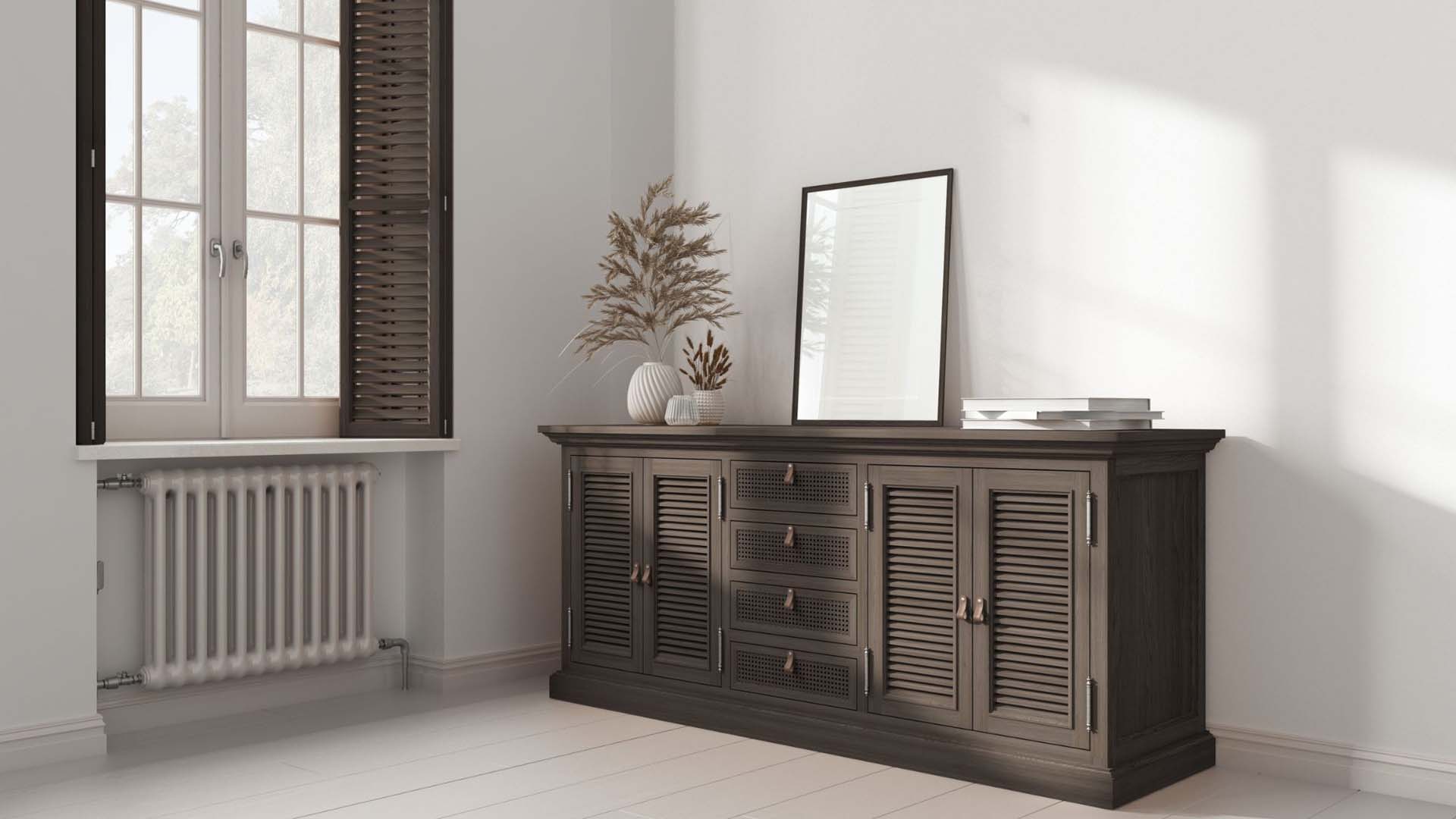 A radiator far away from furniture