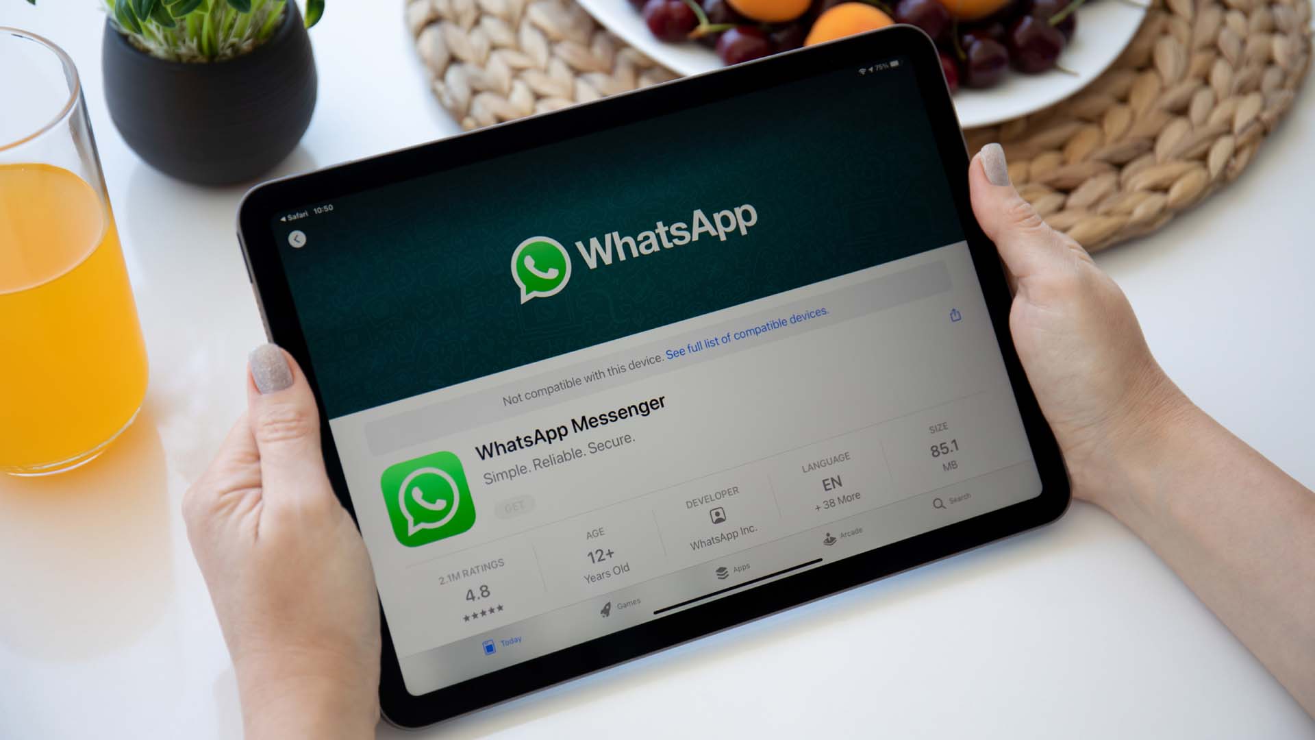 Image of WhatsApp on a tablet