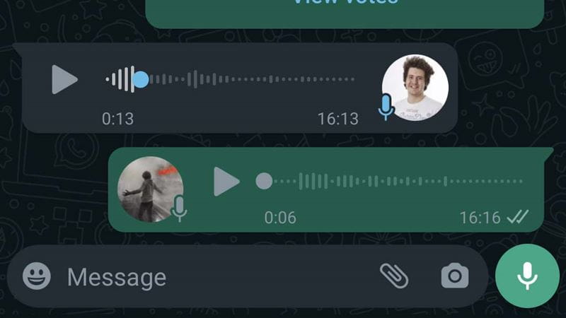 A screenshot to show the voice note function in Whatsapp