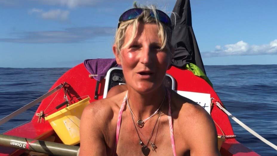 Theaker during her Atlantic challenge