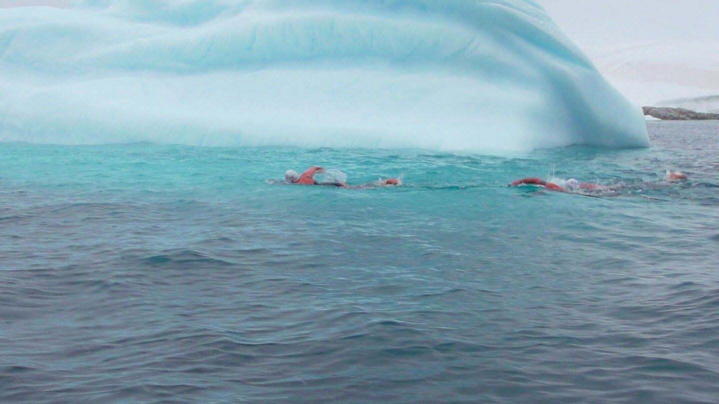 Pendleton during one of her training swims in the Antarctic