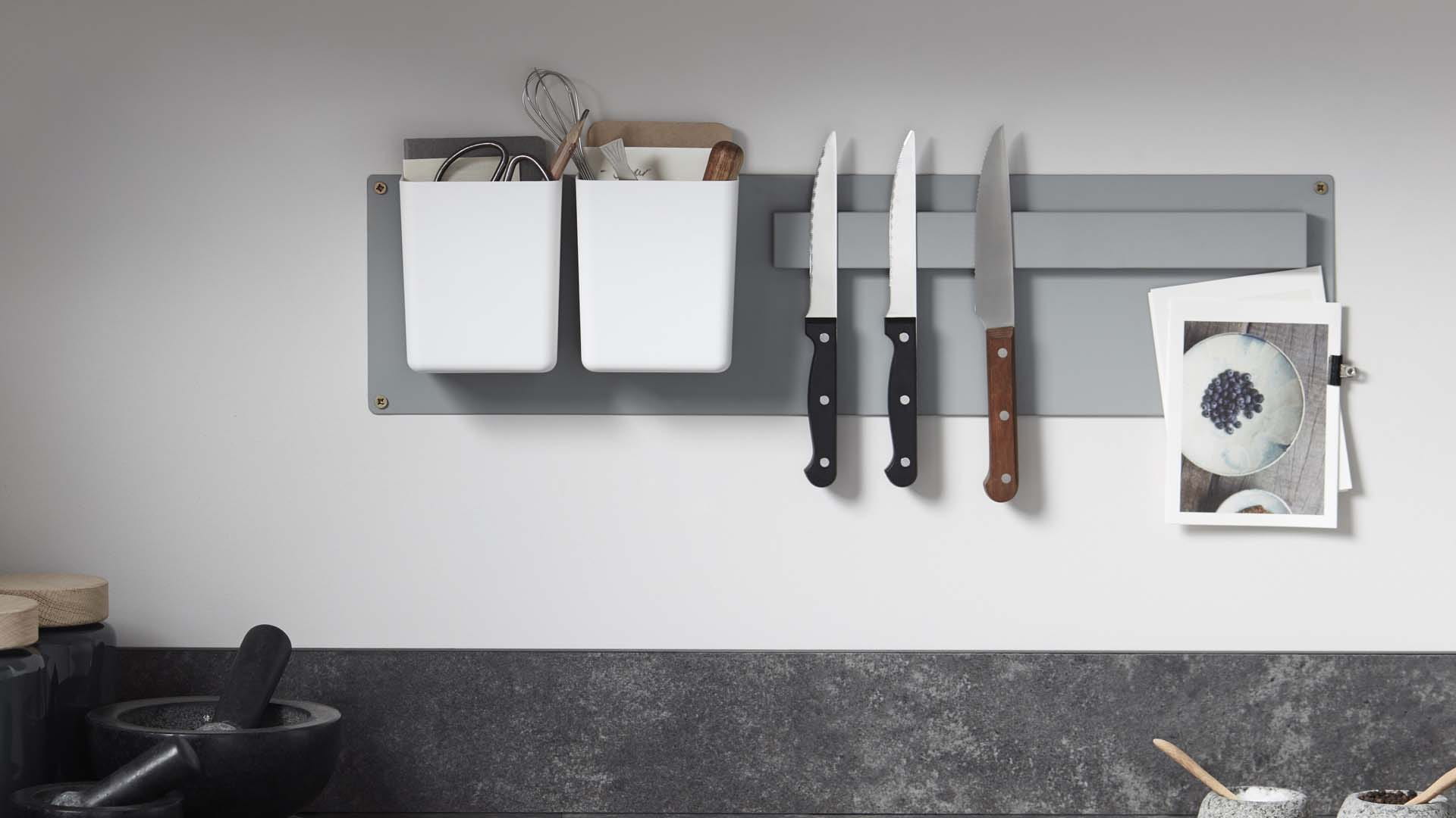 Make better use of your walls to keep countertop clutter at bay. 