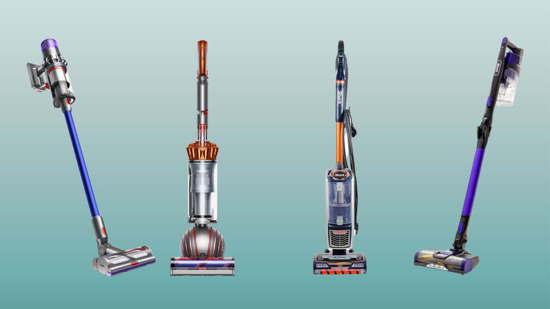 Range of Dyson and Shark vacuum cleaners