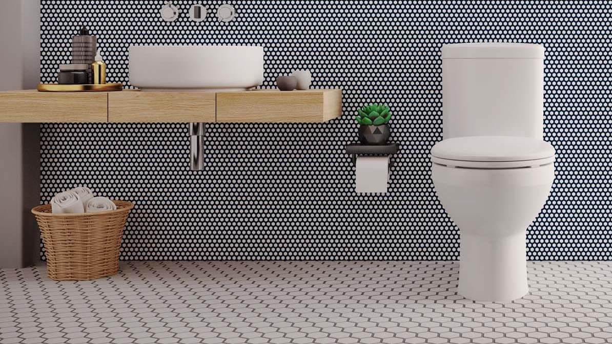 Modern bathroom in grey and white