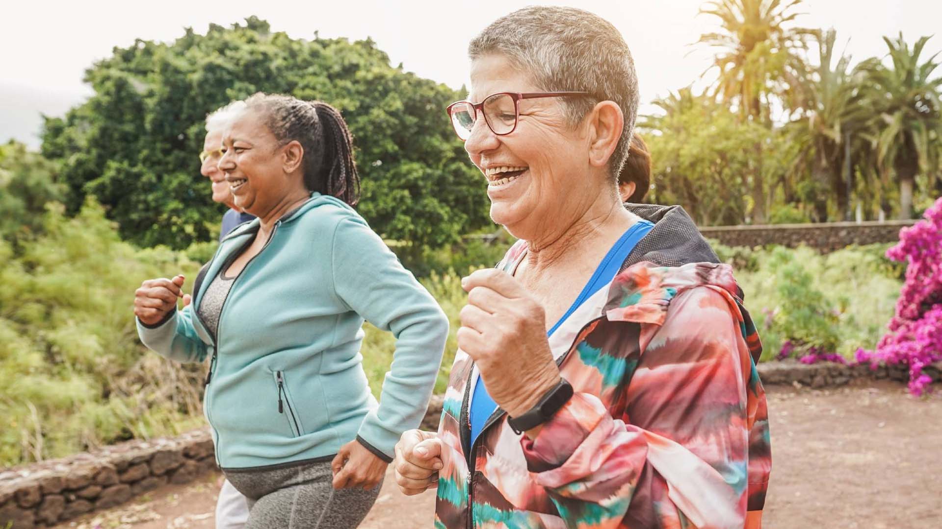 A group of older women on a run