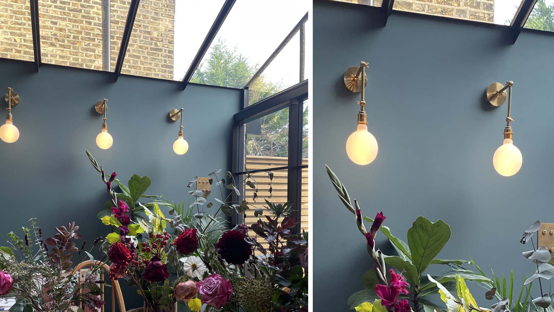 a light fixed to the wall on repeat for design aesthetics