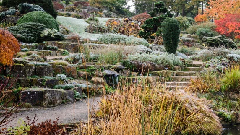 View of a mini colourful mountainside landscape
