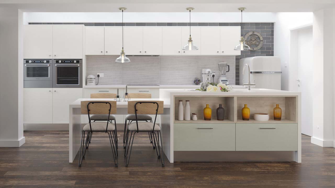 CROWN Aspen Grey Green OffWhite Textura TaupeOak