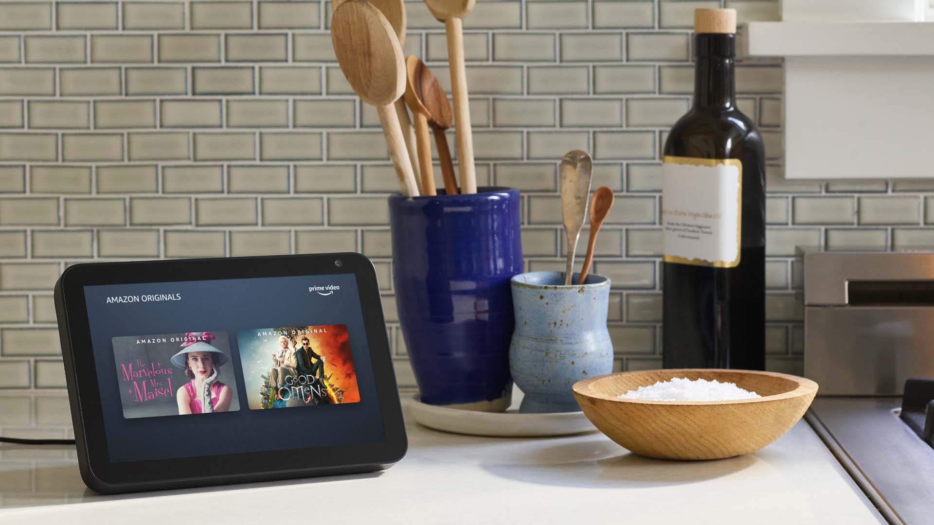 Amazon Echo on the side in the kitchen