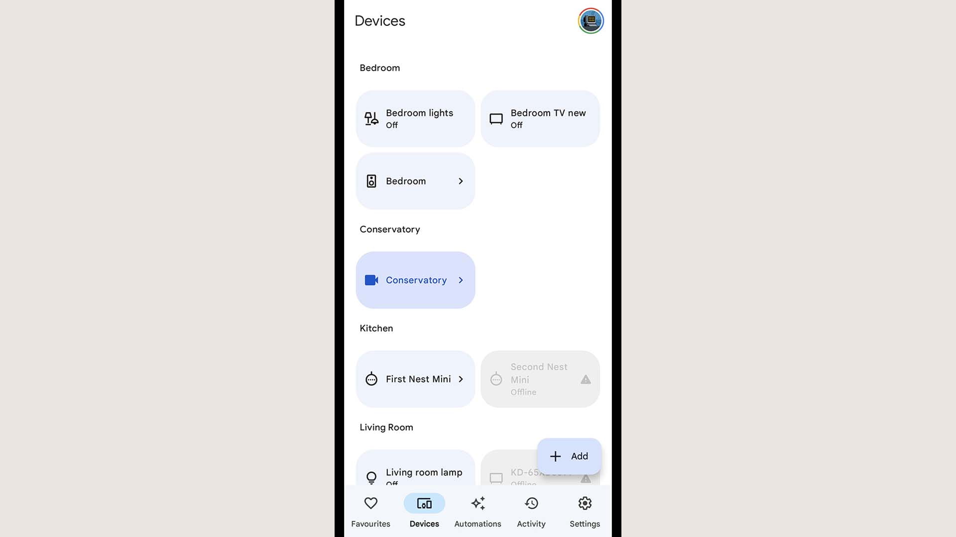 Phone showing google nest app