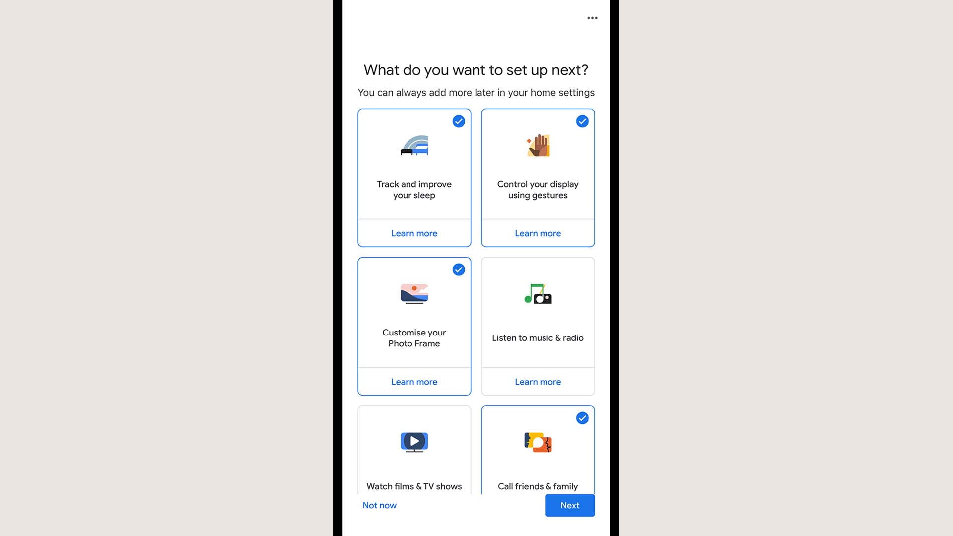 screen to set up google Nest