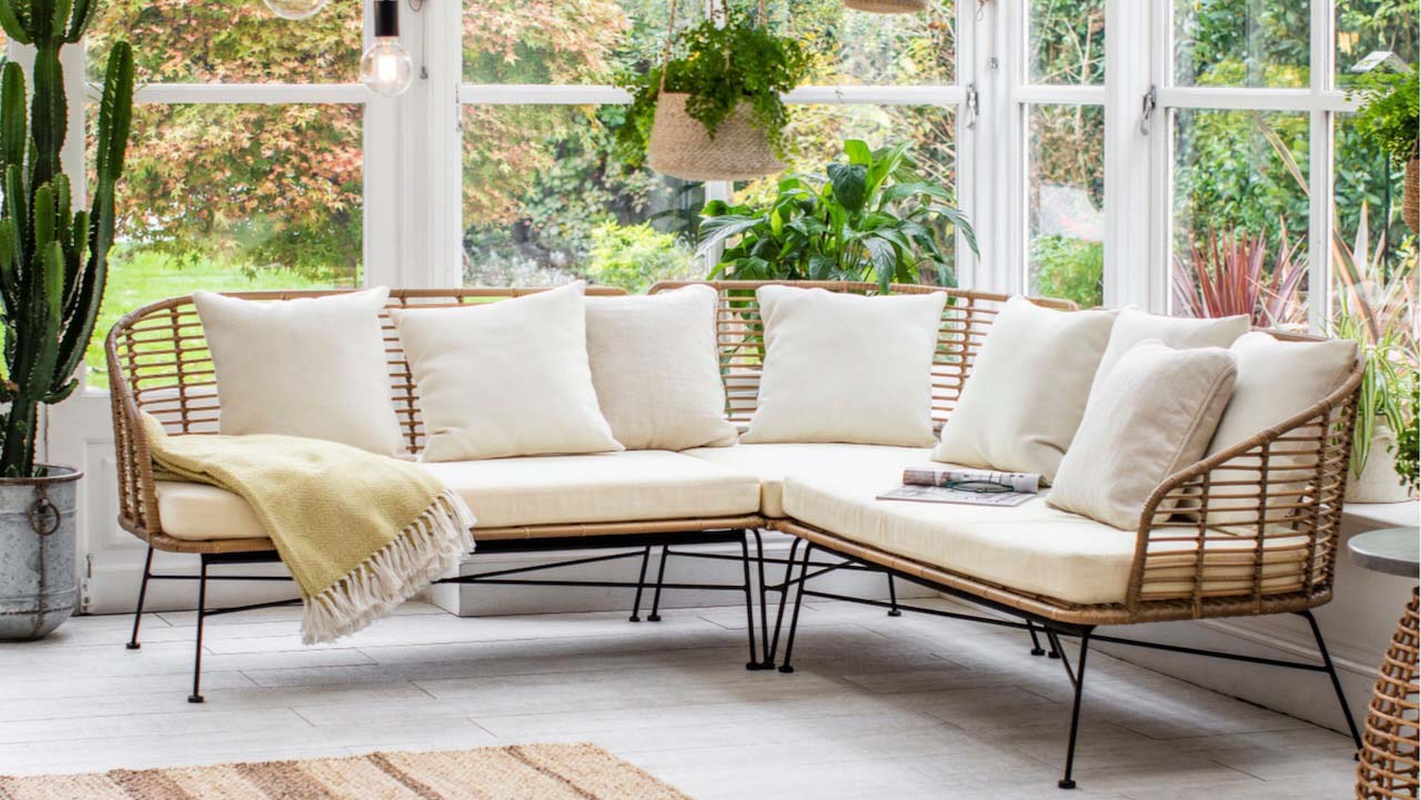 corner sofa in the conservatory