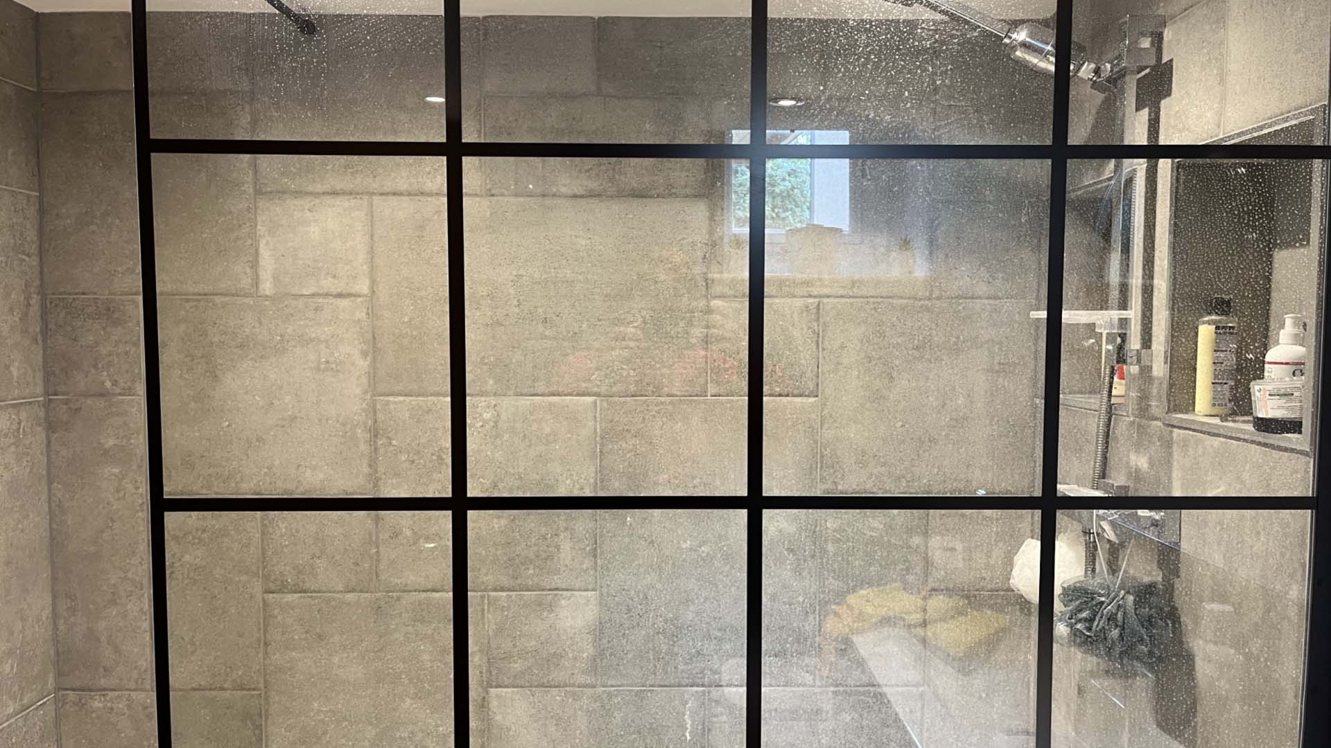 A dirty shower screen