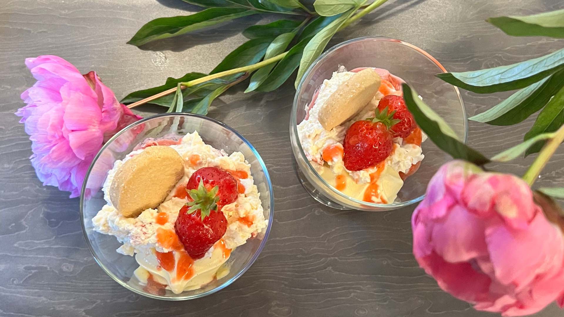 A strawberry eton mess sundae