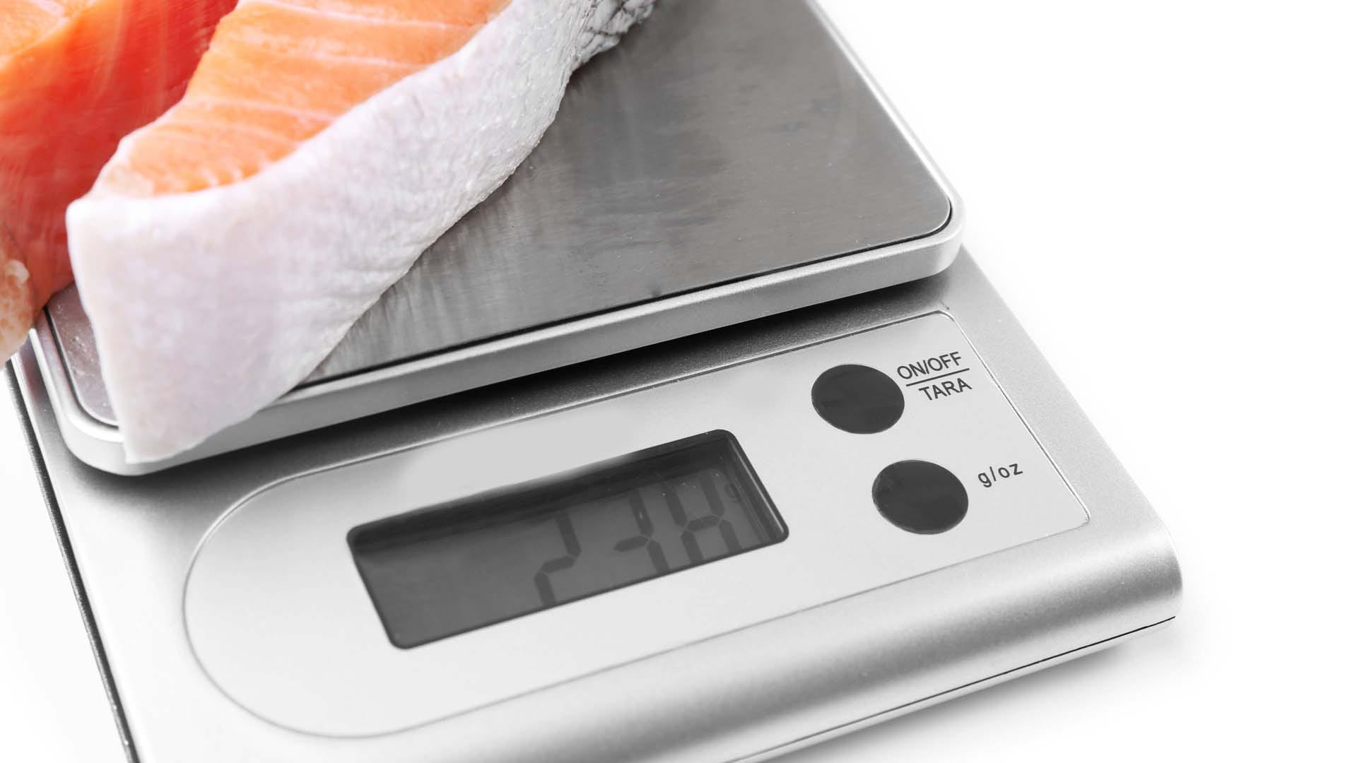 Salmon on a weighing scale