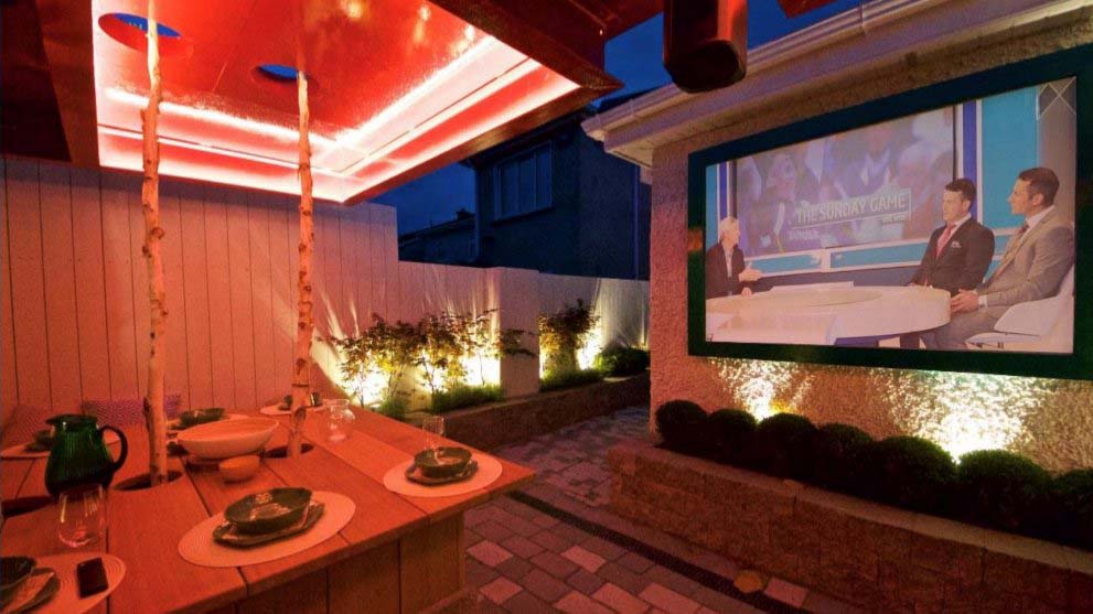 outdoor TV in the garden