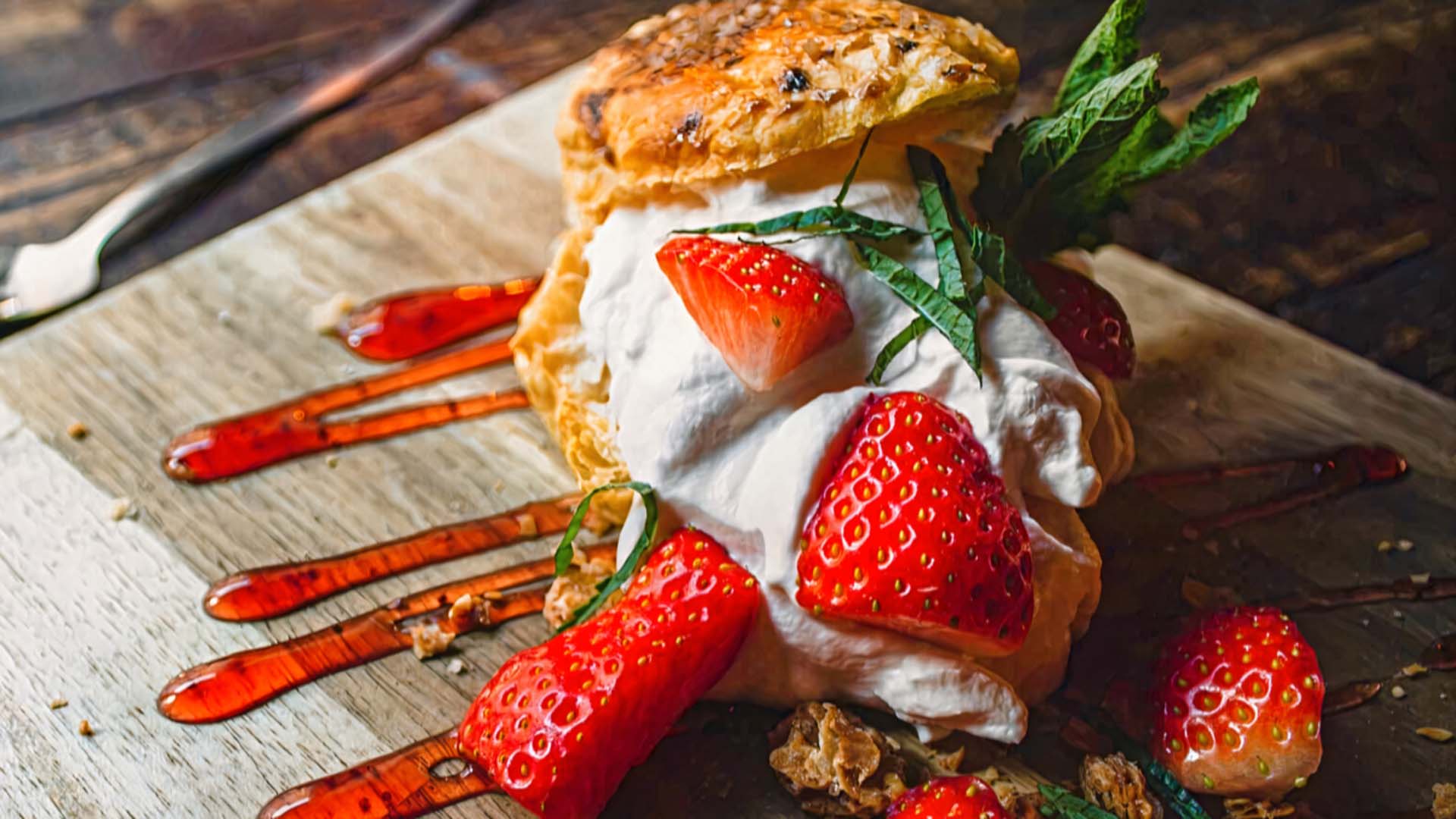 Strawberries on a scone