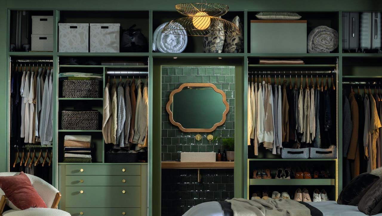 Sharps manhattan bedroom in willow green helps with organisation 
