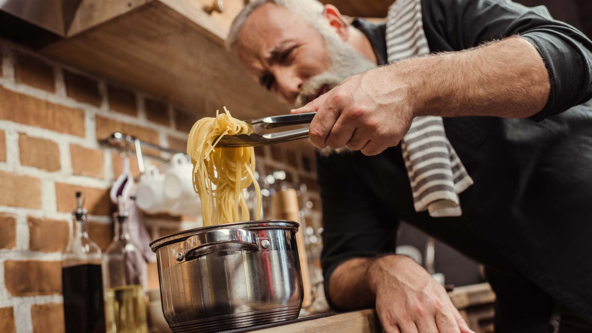 Chef making spaghetti