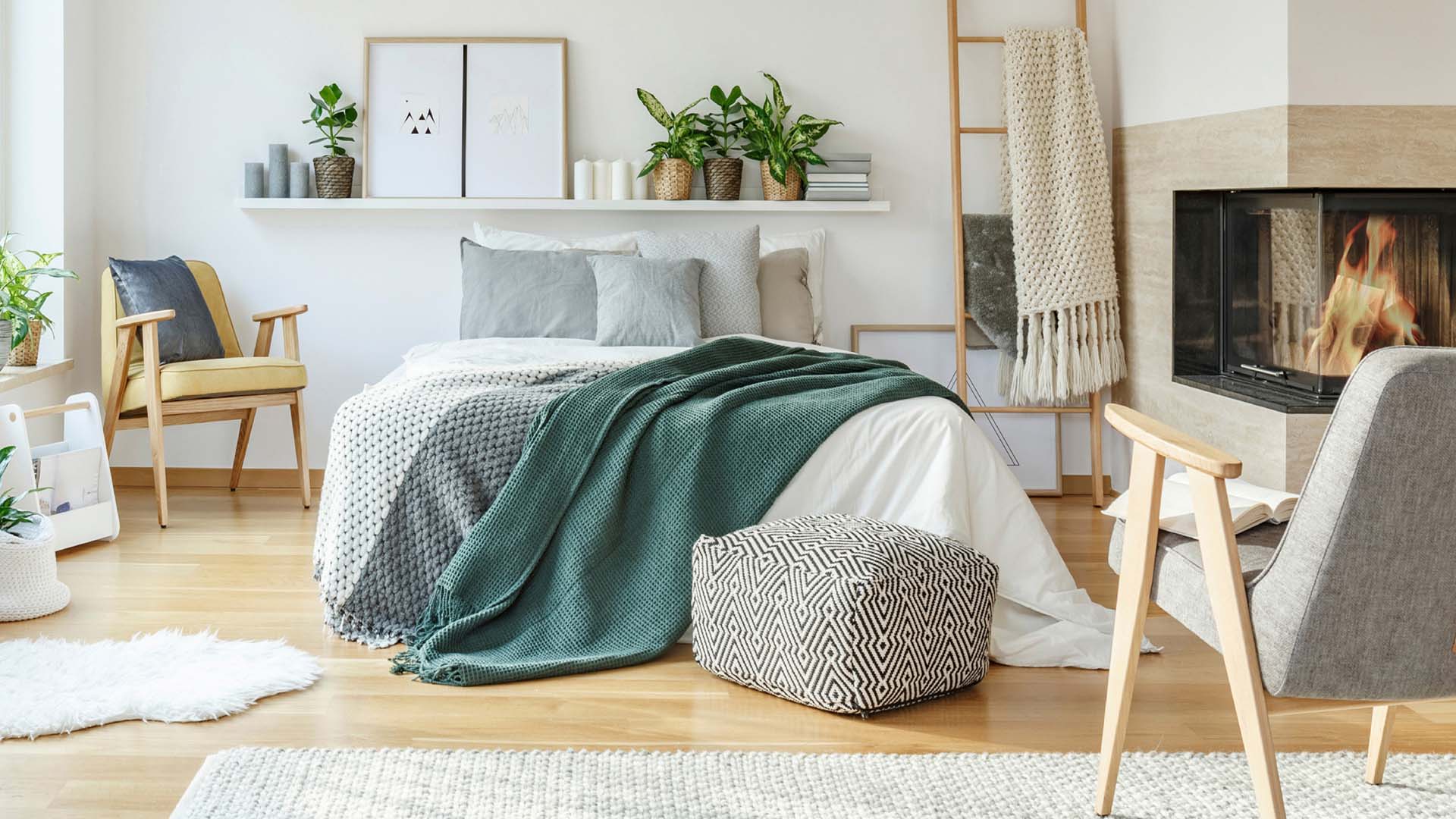 Fireplace in room