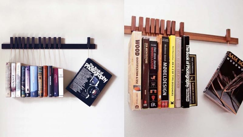a hanging rack can be a great way to display a few books
