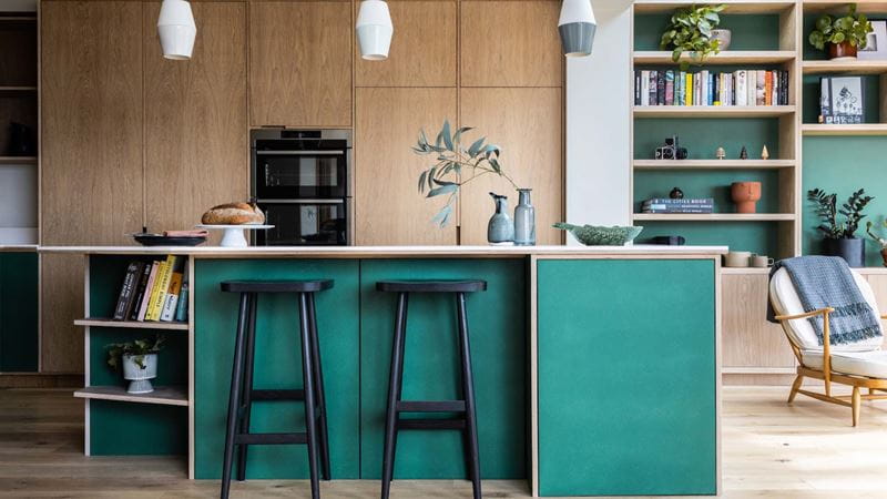 use your kitchen island to display books