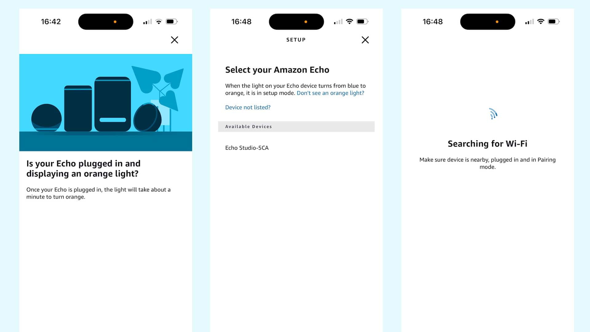 screenshots explanation of linking your amazon echo to your phone