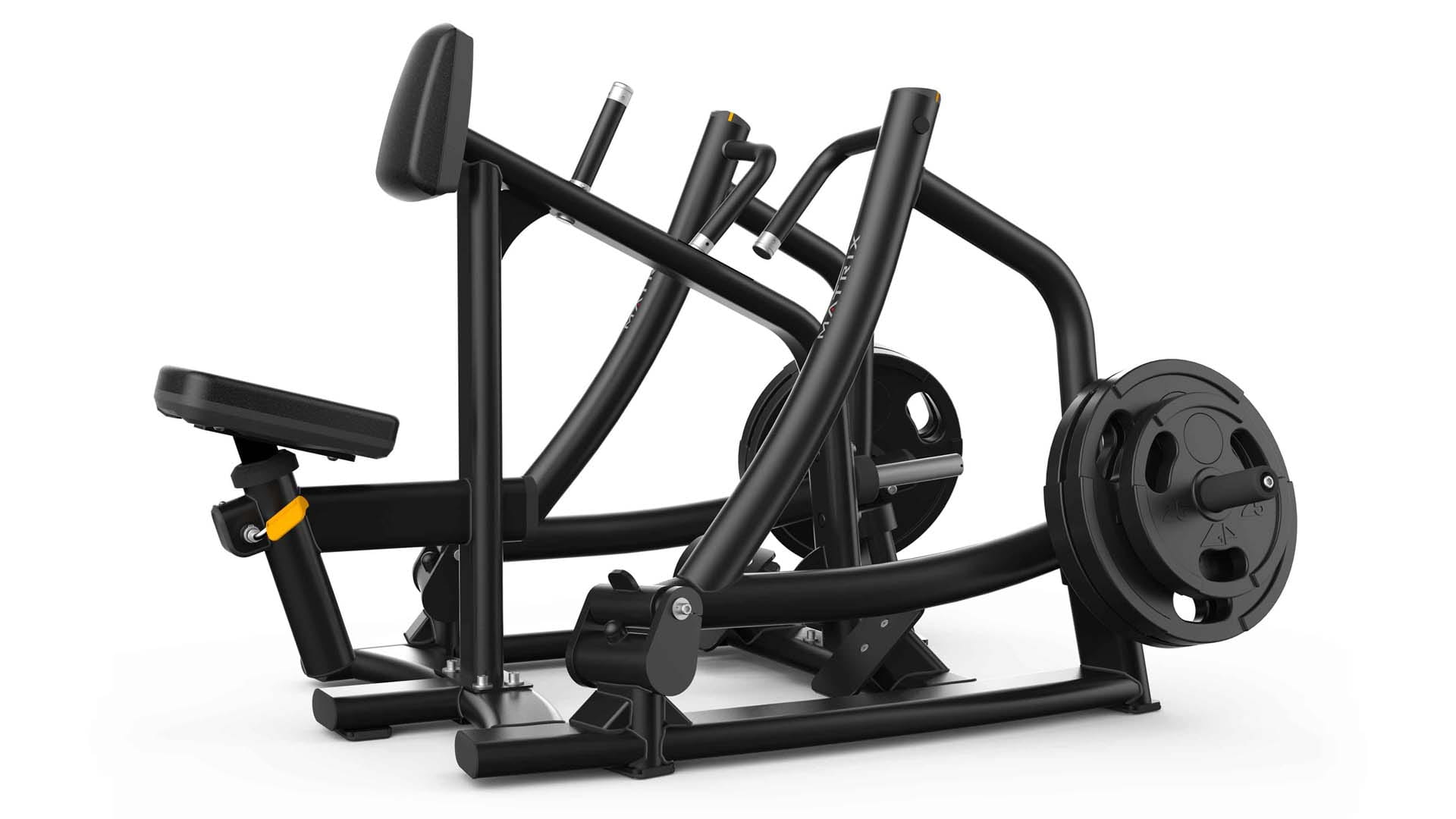 Seated back row gym machine