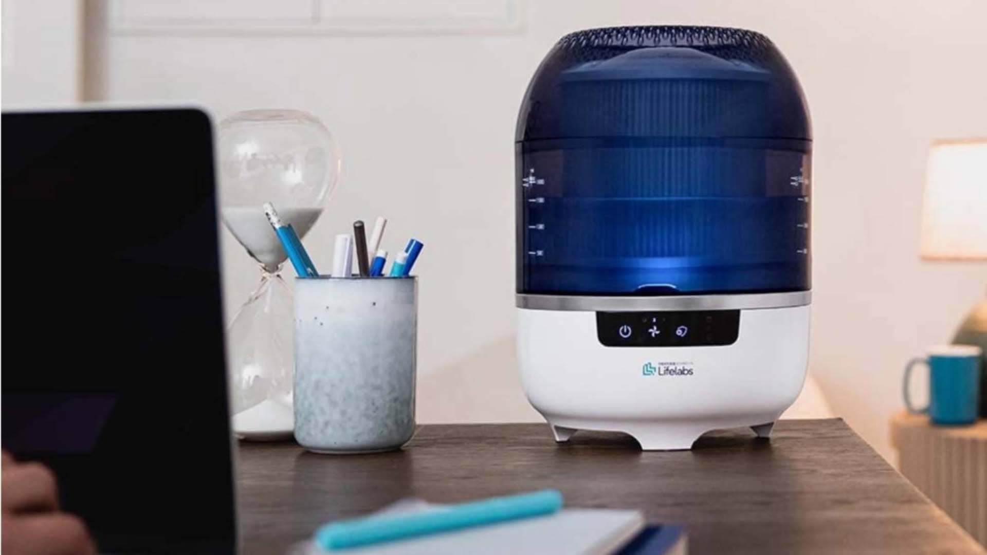 air purifier on a desk