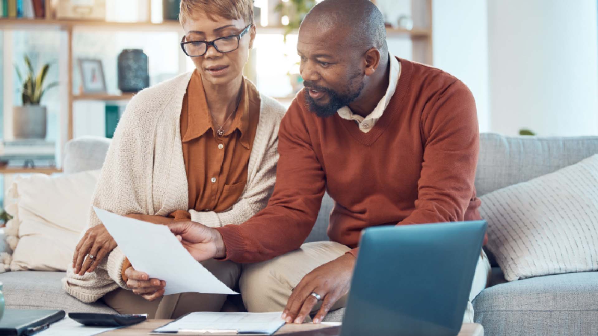 couple looking at paper work