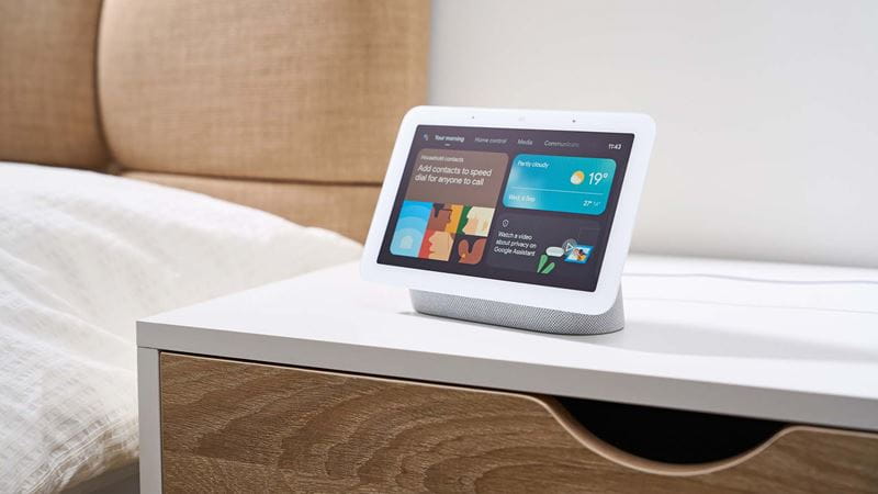 Google Nest Hub on a bedside table