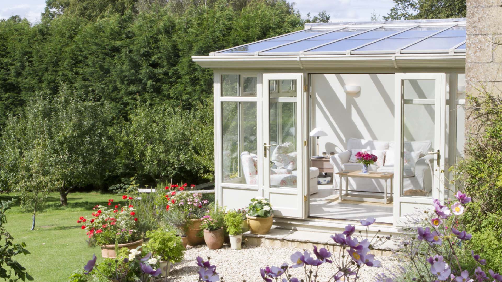 A white framed conservatory