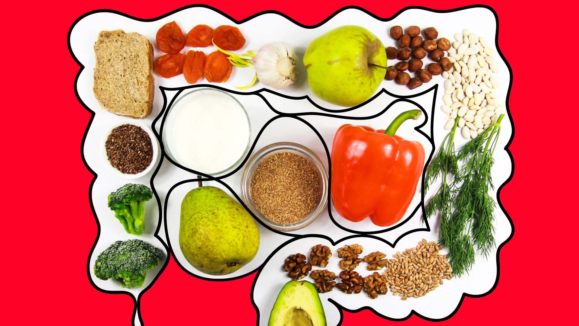 starchy vegetables on a background of the gut