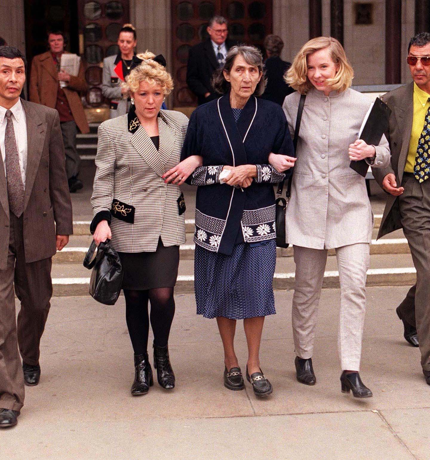 Saga's Phillipa Cherryson with the Mattan family at The Court of Appeal in 1998