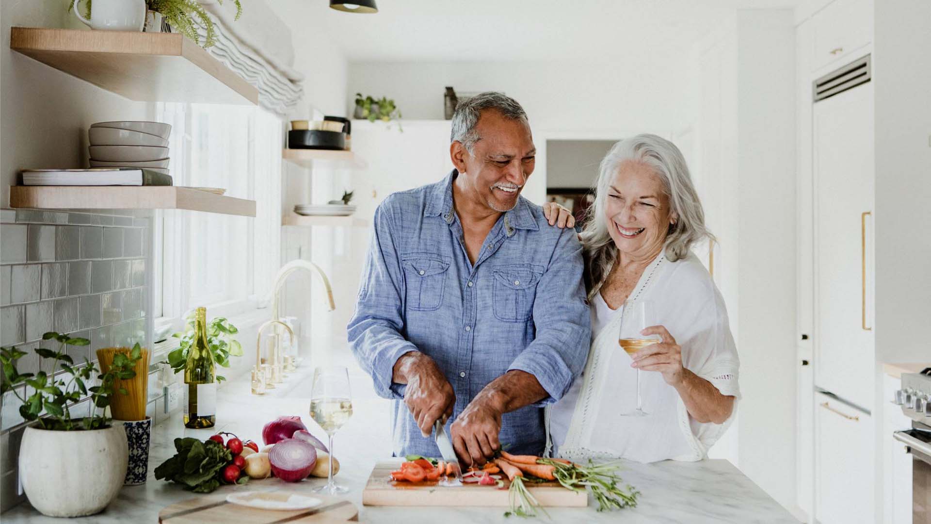 Couple preparing healthy food