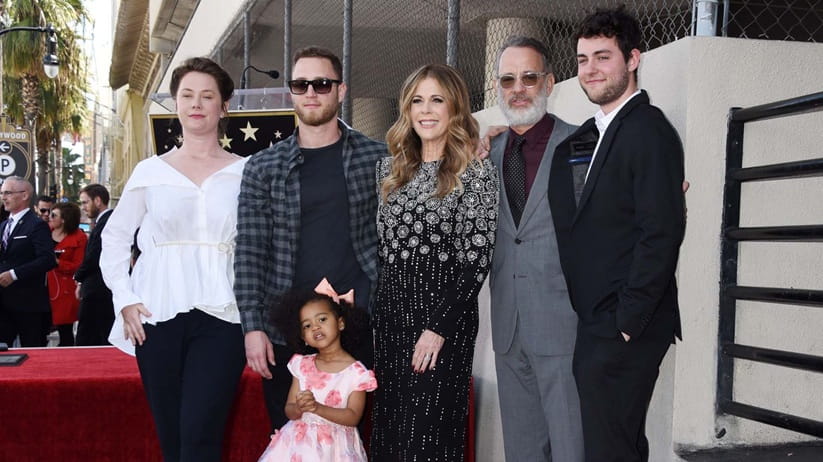 Tom Hanks with his family