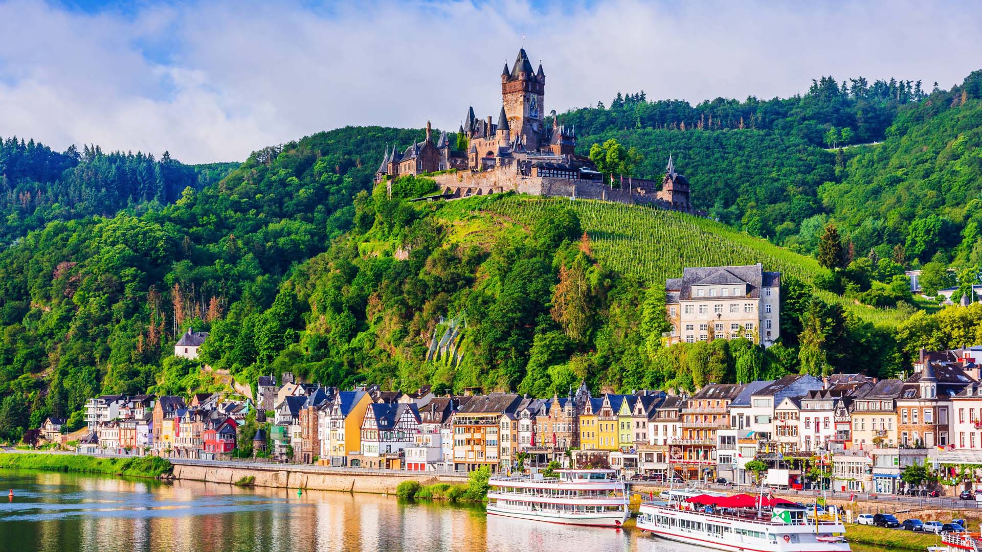 The castle in Cochem, Germany overlooking the Rhine