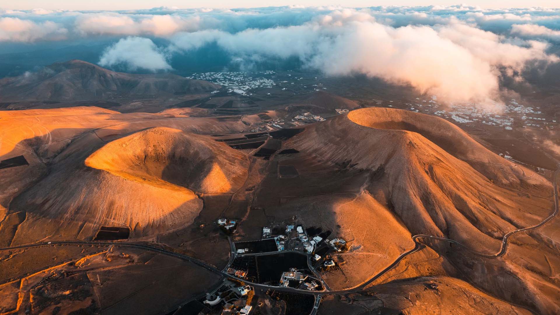 Aerial view of Caldera Riscada, Lanzarote
