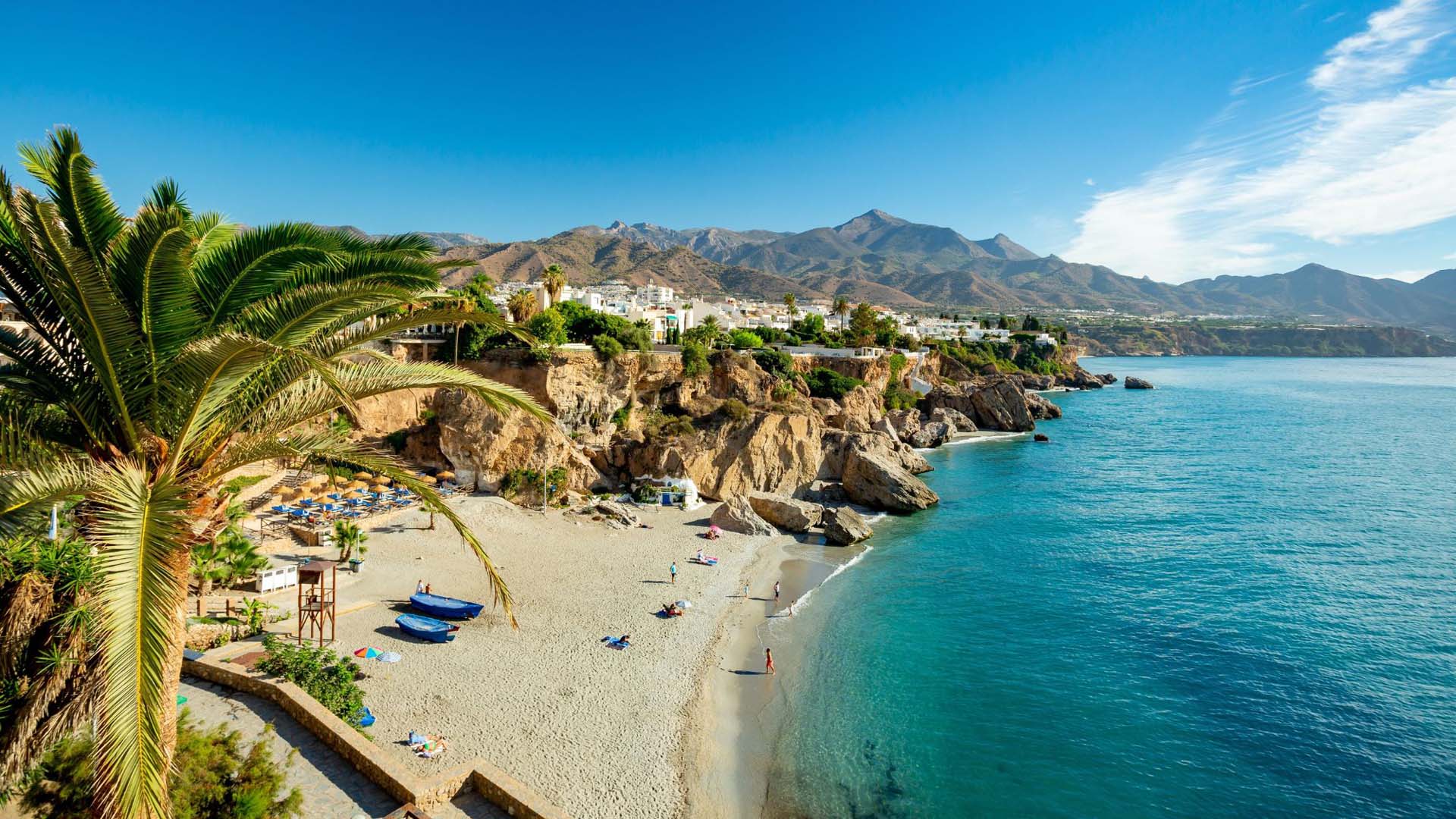Beach in Nerja, Anadalusia, Spain