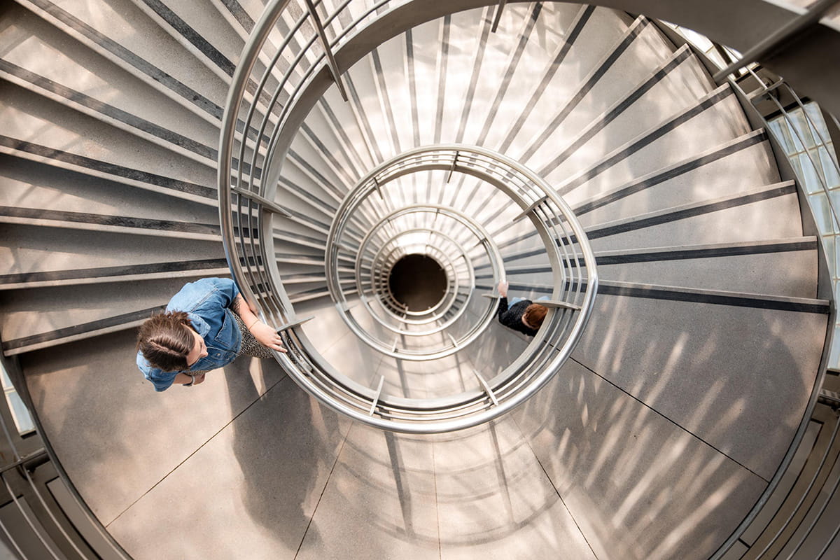 spiral of stairs looking from above
