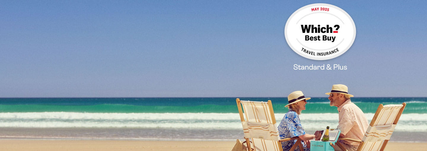 Couple on beach with Which? best buy logo in corner