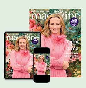 A magazine, a mobile phone and a tablet