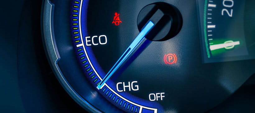 The dashboard of an electric car