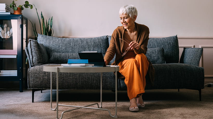 A woman at home doing some admin